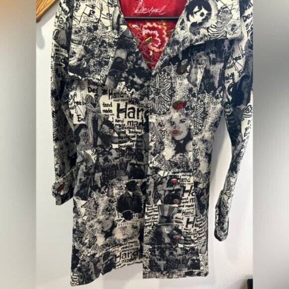 RARE - VINTAGE Desigual Black and White Graphic Women's Coat - Picture 9 of 16